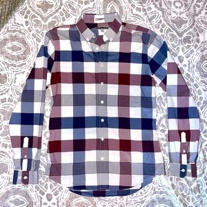 Express Men’s Fitted Plaid Long Sleeved Shirt